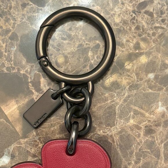 Coach Cherry Red Glitter Tea Rose Bag/Key Charm - Picture 4 of 8